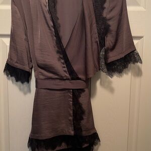 BCBGMaxAzria Blouse with Black Lace Trim